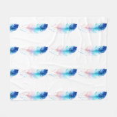 Blauw Ombre Veer Waterverf Fleece Deken (Voorkant (Horizontaal))