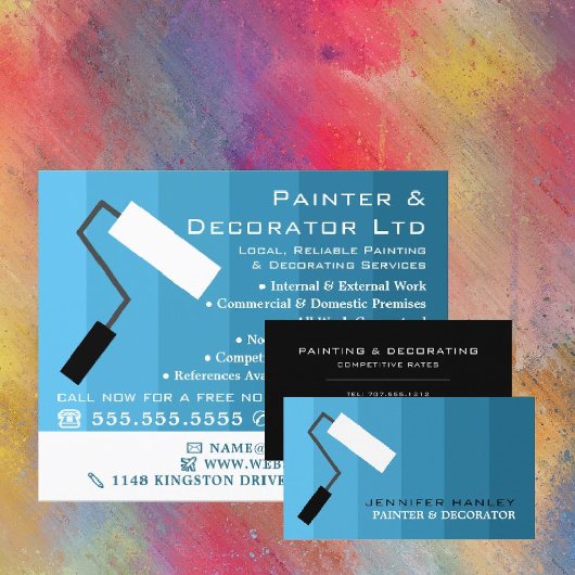 Blauw Ombre & Verfroller, Schilder & Decorateur Flyer