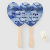  blauw ombre Waterverf bruiloft douche chique Handwaaier (Voorkant en achterkant)