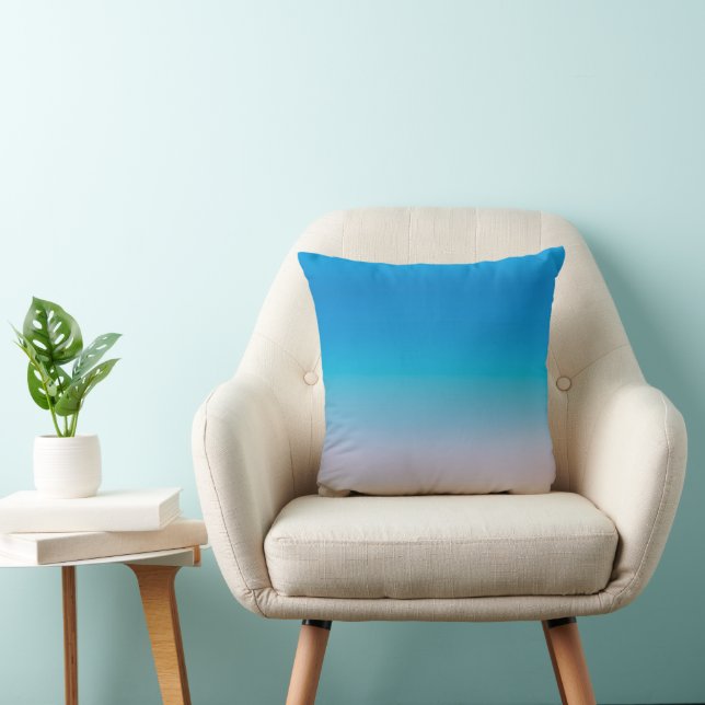 Blauw Ombre Worpdeken Gradiënt Kussen (Stoel)