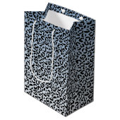 Blauw Ombre Zwart Leopard Print Medium Cadeauzakje (Voorkant Gekanteld)