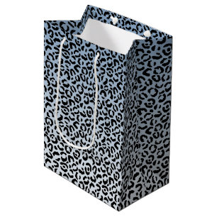 Blauw Ombre Zwart Leopard Print Medium Cadeauzakje