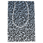 Blauw Ombre Zwart Leopard Print Medium Cadeauzakje (Voorkant)
