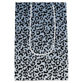 Blauw Ombre Zwart Leopard Print Medium Cadeauzakje (Achterkant)