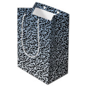 Blauw Ombre Zwart Leopard Print Medium Cadeauzakje (Achterkant Gekanteld)