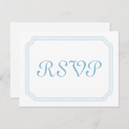 Blauw omcirkelde Ticket RSVP Briefkaart (Voorkant / Achterkant)