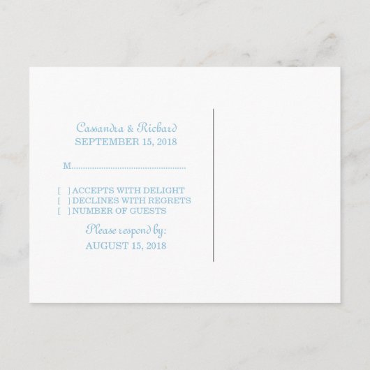 Blauw omcirkelde Ticket RSVP Briefkaart (Achterkant)