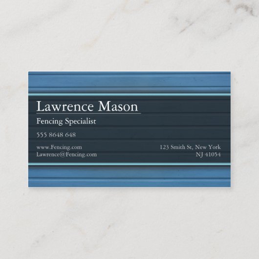 Blauw omheining/instapend Visitekaartje (Achterkant)