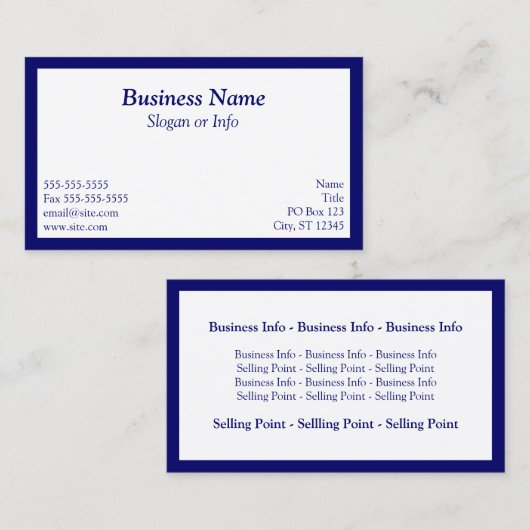 Blauw omlijst visitekaartje (Voorkant / Achterkant)