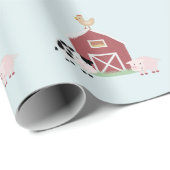 Blauw omlooppapier voor boerderijdieren en barnens cadeaupapier (Rol Hoek)