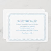 Blauw Omringde Afgeronde Save the Date Uitnodiging (Voorkant / Achterkant)