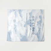 Blauw "On Cloud Nine" vrijgezellenweekend achtergr Wandkleed (Voorkant (horizontaal))