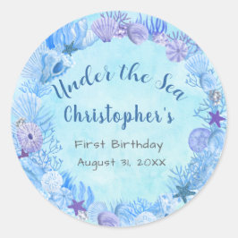  blauw onder de verjaardag van de Zee Boy Ronde Sticker