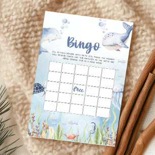 Blauw Onder de Zee Baby Shower Bingo Spel