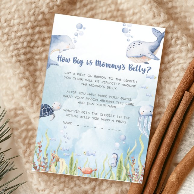 Blauw onder de zee baby shower hoe groot is spel (Under the Sea Baby Shower Game)