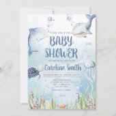 Blauw onder de zee baby shower kaart (Voorkant)