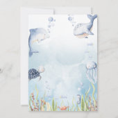 Blauw onder de zee baby shower kaart (Achterkant)
