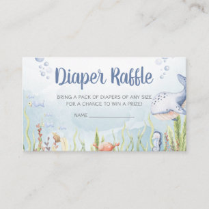 Blauw Onder de Zee Baby Shower Luier Raffle Informatiekaartje