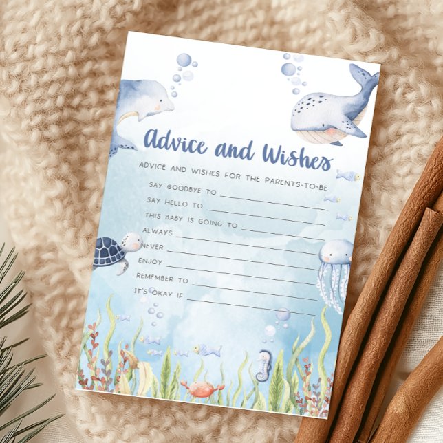 Blauw Onder de Zee Borrel Advies en Wensen Spel (Under the Sea Baby Shower Game)