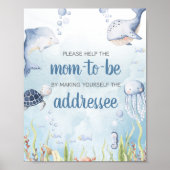 Blauw onder de zee douche envelop station bord poster (Voorkant)
