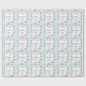 Blauw Onder de zee eerste verjaardag Sticker Cadeaupapier (Vlak)