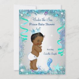 Blauw onder de zee Prins Baby Shower Etnisch Kaart
