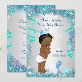 Blauw onder de zee Prins Baby Shower Etnisch Kaart
