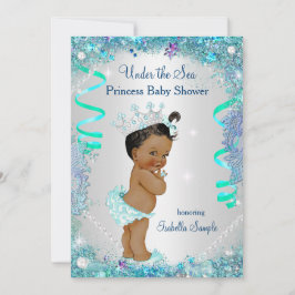 Blauw onder de zee Prinses Baby Shower Etnisch Kaart