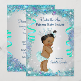 Blauw onder de zee Prinses Baby Shower Etnisch Kaart