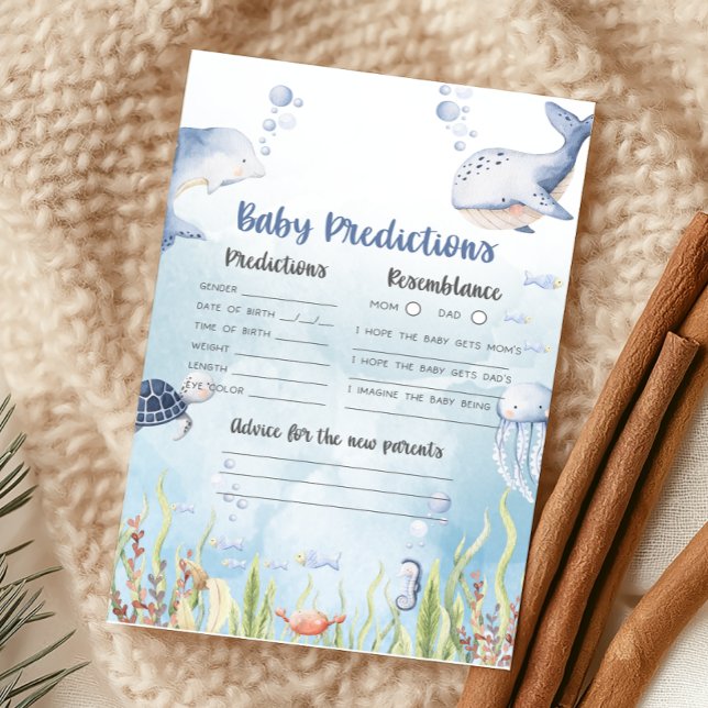 Blauw onder de zee Shower Baby Voorspellingen Spel (Under the Sea Baby Shower Game)