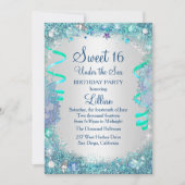 Blauw onder de zee Sweet 16 uitnodiging (Voorkant)