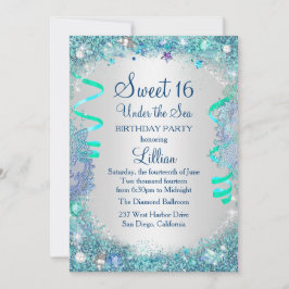 Blauw onder de zee Sweet 16 uitnodiging
