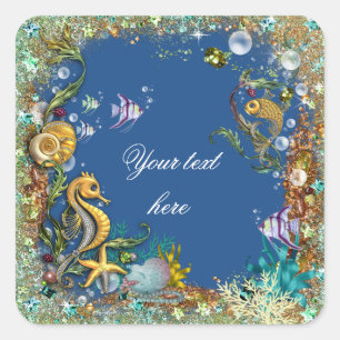 Blauw onder de zee vierkante sticker