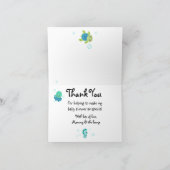 Blauw onder het baby shower van het zee dank je ka bedankkaart (Binnen)