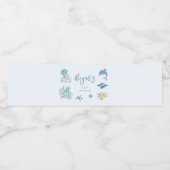 Blauw onder het Baby shower Zee Waterfles Etiket (Enkel label)