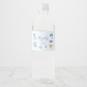 Blauw onder het Baby shower Zee Waterfles Etiket (Voorkant)