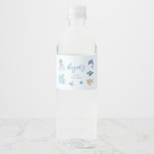 Blauw onder het Baby shower Zee Waterfles Etiket