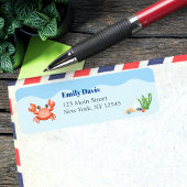 Blauw Onder het Zee Baby Boy Shower Crab Etiket