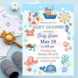 Blauw Onder het Zee Baby Boy Shower Kaart