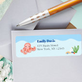 Blauw Onder het Zee Baby Boy Shower Octopus Etiket