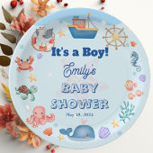 Blauw Onder het Zee Baby Boy Shower Papieren Bordje