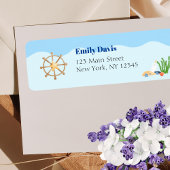 Blauw Onder het Zee Baby Boy Shower Ship Rudder Etiket