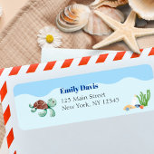 Blauw Onder het Zee Baby Boy Shower Turtle Etiket
