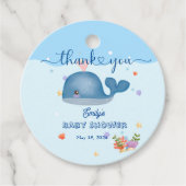 Blauw Onder het Zee Baby Boy Shower Whale Bedankjes Labels (Voorkant)