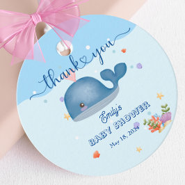 Blauw Onder het Zee Baby Boy Shower Whale Bedankjes Labels