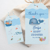 Blauw Onder het Zee Baby Boy Shower Whale Cadeaulabel