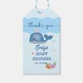 Blauw Onder het Zee Baby Boy Shower Whale Cadeaulabel (Voorkant)