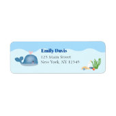 Blauw Onder het Zee Baby Boy Shower Whale Etiket (Voorkant)
