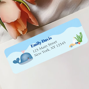 Blauw Onder het Zee Baby Boy Shower Whale Etiket