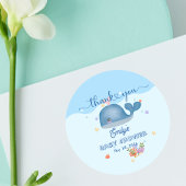 Blauw Onder het Zee Baby Boy Shower Whale Ronde Sticker